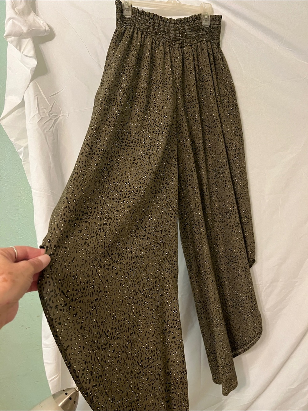 BUCKETLIST Olive Green Printed Smocked Maxi Skirt